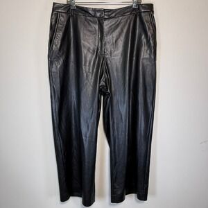 Hugo Boss Women's? Size 38 Black Soft Leather Pants‎ Straight Leg Versatile SEE